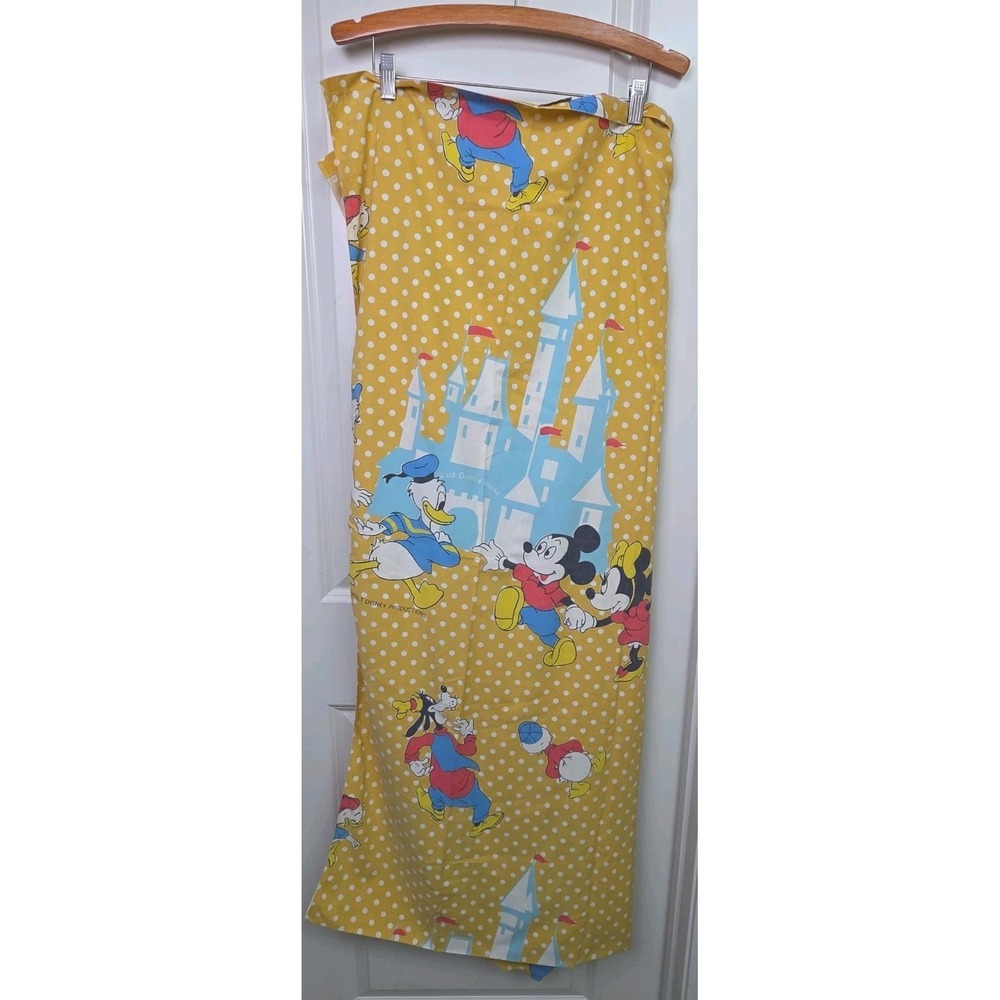 2 Vtg 70s Disney World Twin Flat Sheets Polka Dot Mickey Minnie Donald Pacific